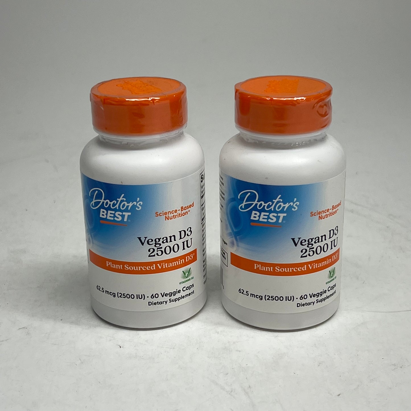 DOCTORS BEST  (2 PACK) Vegan D3 2500 Iu Vitamins Soy Free 60 Capsules Per Bottle