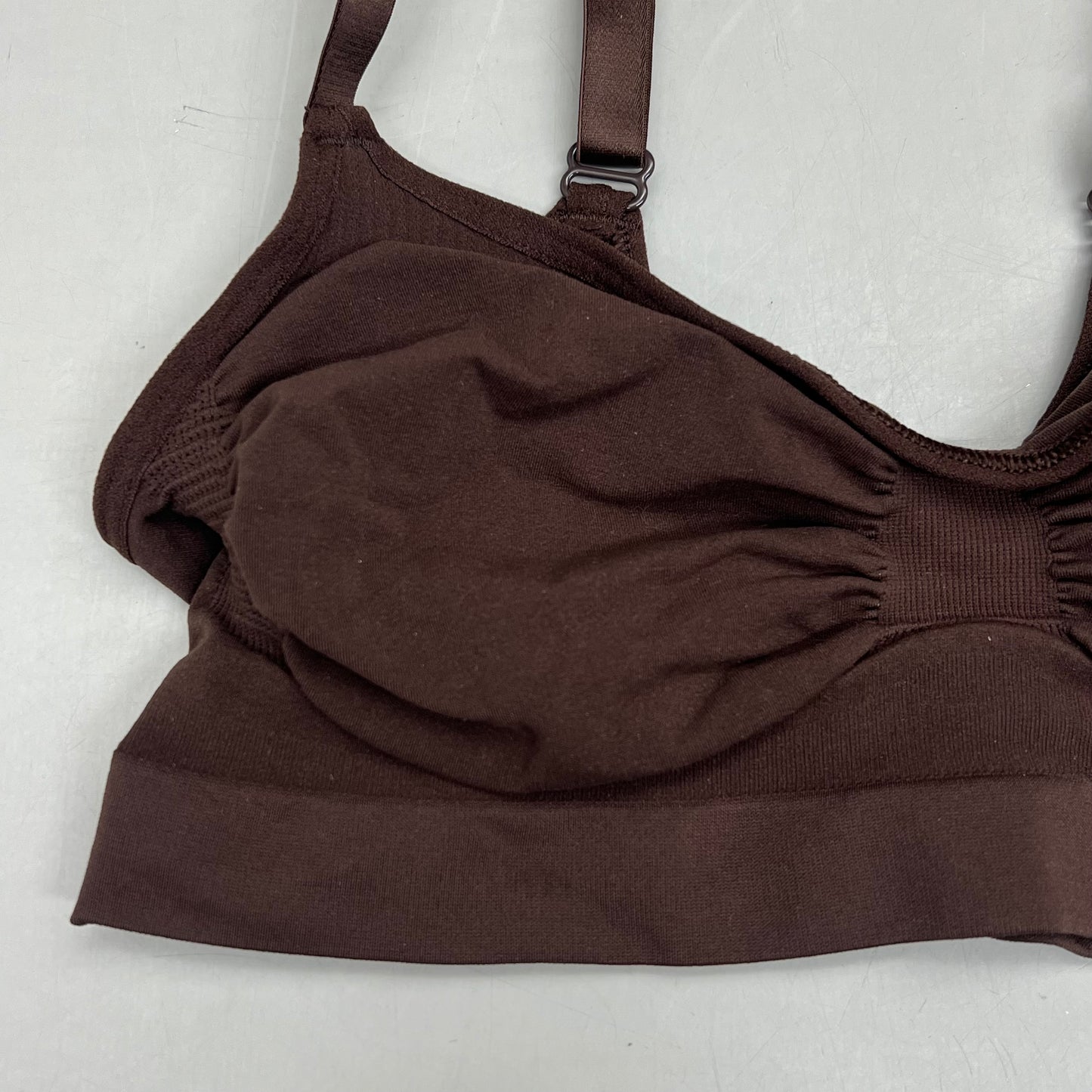 SKIMS Strong Support Seamless Sculpt Bralette Pique Stitching Women's Sz L Cocoa