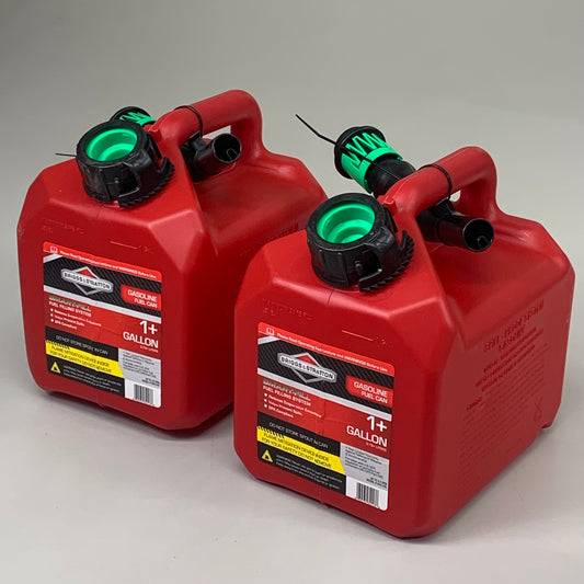 ZA@ BRIGGS & STRATTON (2 PACK) Smart-Fill Gasoline Fuel Can 1+ Gallon Comes w/ Pour Nozzle Red/Black 84013SL