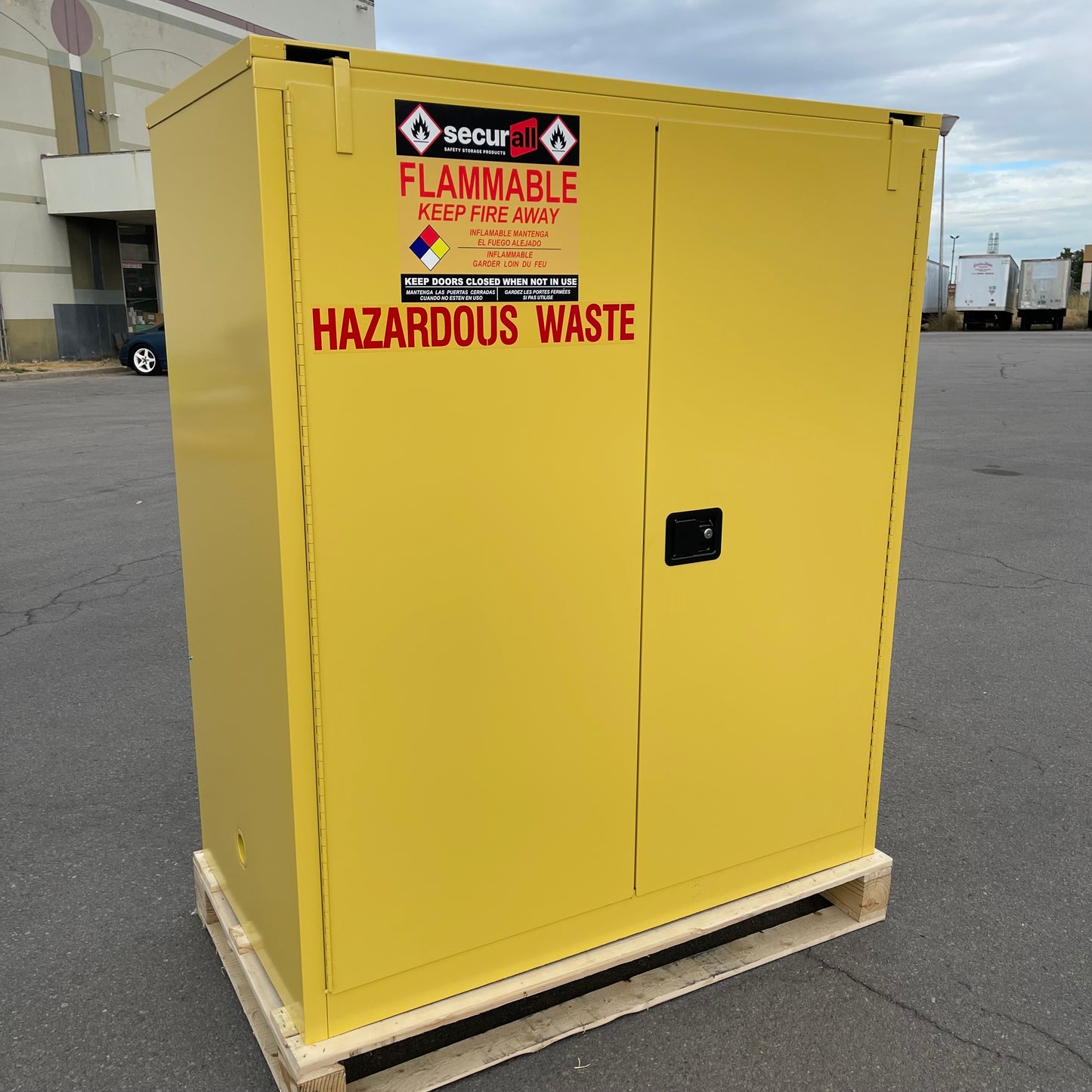 SECURALL Hazardous Waste Storage Cabinet 120 Gal Capacity 66"x56"x31" W1080 (B)