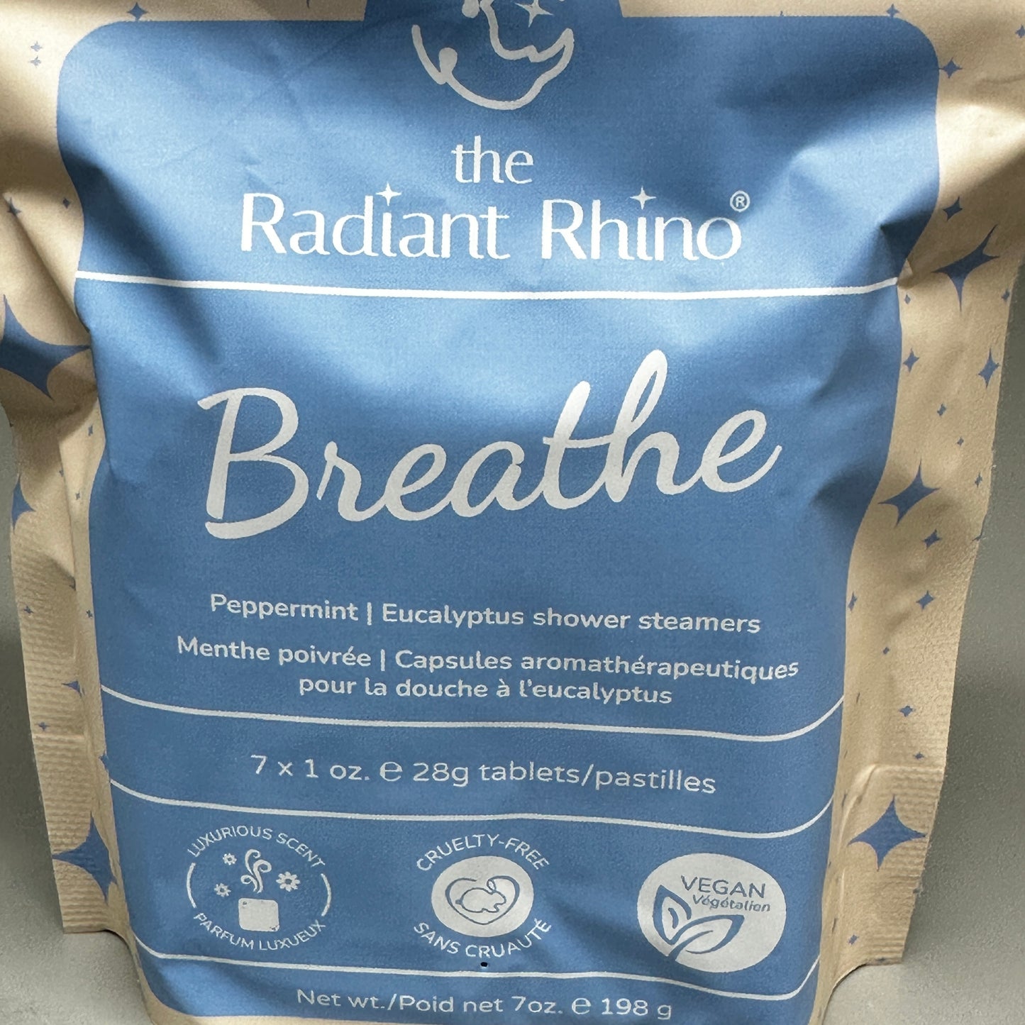 THE RADIANT RHINO (6 PACK) Breathe Peppermint Eucalyptus Shower Steamers 7 Tablets Each