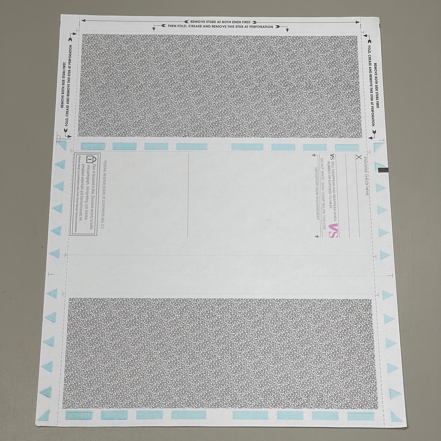 VERSASEAL (1000 PACK) 11″ Z-Fold Pressure Seal Security Payroll Checks Z811B2-E BB 06/24