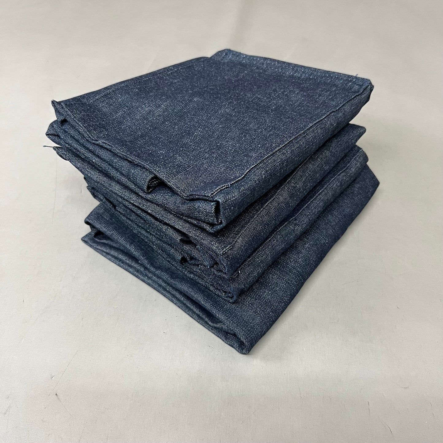 (4 Pack) Tubular Tie 100% Cotton Multi-Pocket Denim Jean Style Apron OSFM Blue