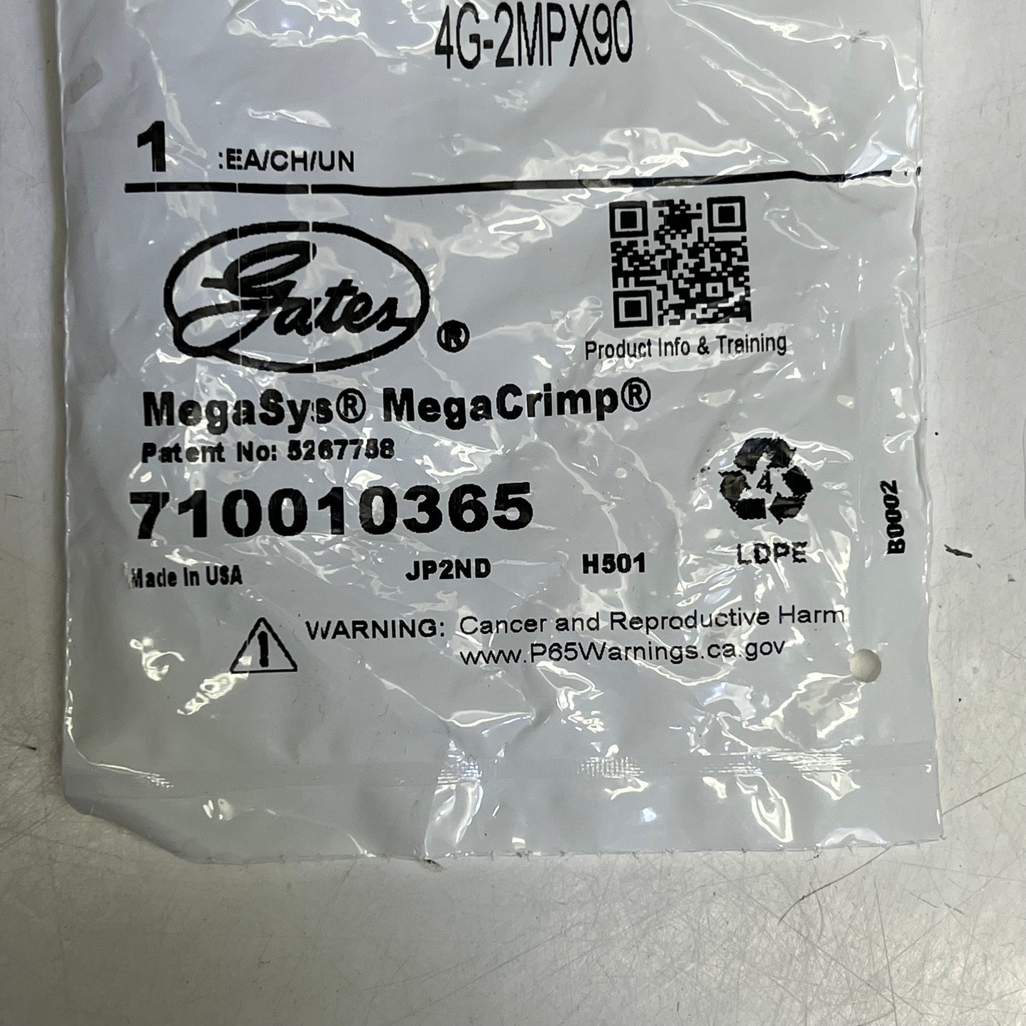 GATES Male Pipe Swivel Megacrimp Coupling  1/4" x 1.75" 90° Block G25106-0402