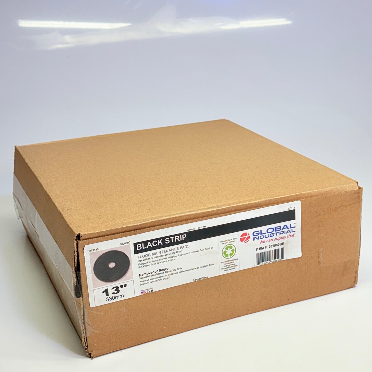 GLOBAL INDUSTRIAL (5 PACK) 13" Stripping Pad Floor Maintenance Black 261880BK