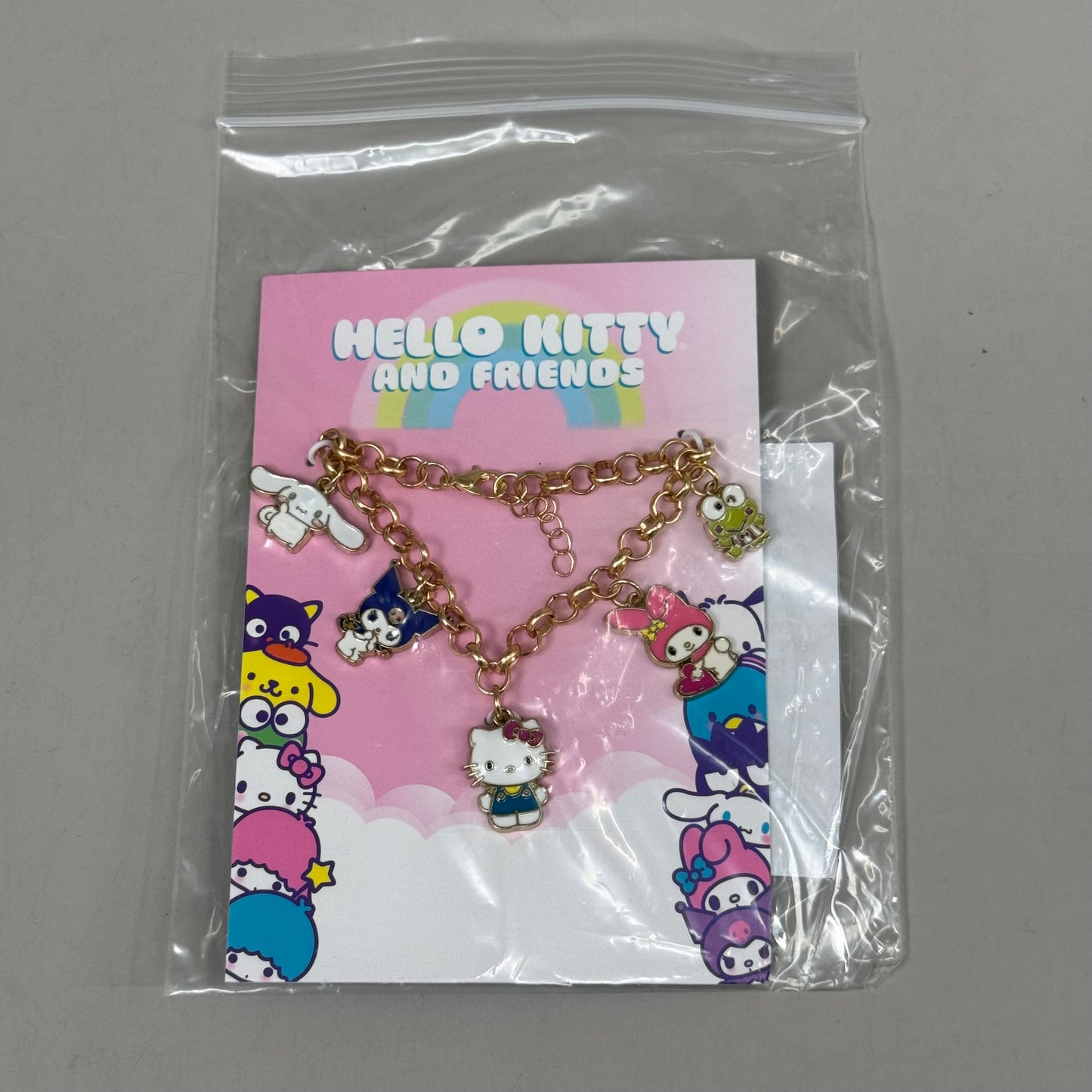 SANRIO Hello Kitty & Friends Charm Bracelet Gold-Tone Lobster Clamp Zinc 7" L