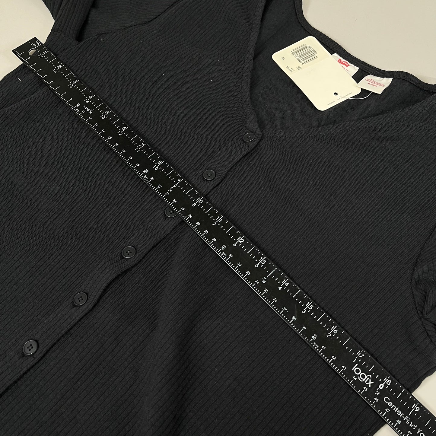 LEVI'S Muse Long Sleeve V-Neck T-Shirt Slim Fit Women's Sz XL Black A87830001