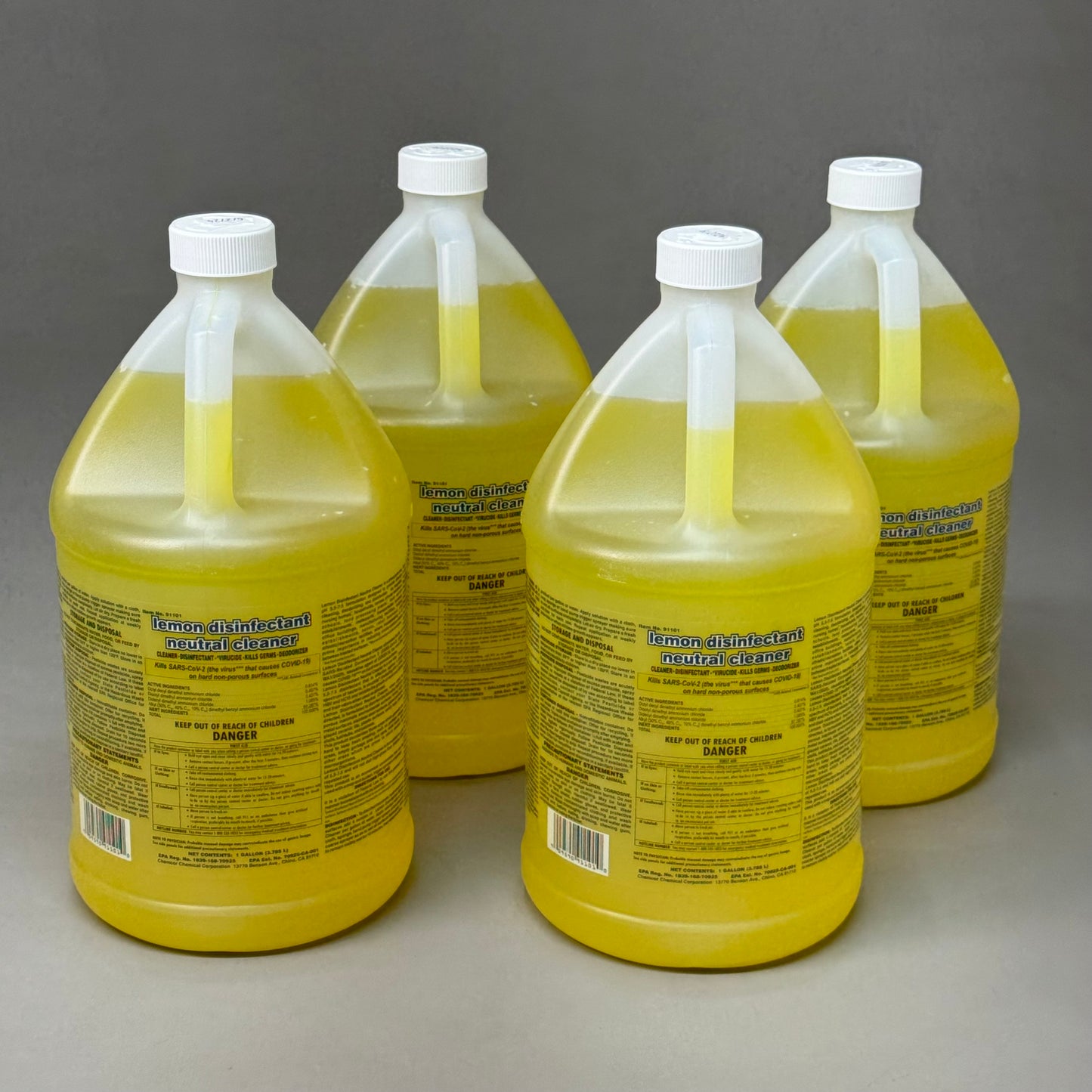 CHEMCOR (4 PACK, 4 GALLONS) pH All Purpose Concentrated Disinfectant Lemon 91101