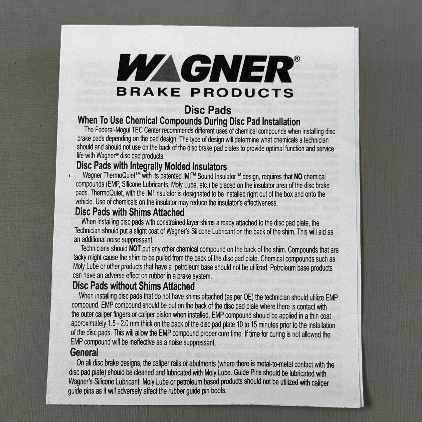 WAGNER QS Ceramic Disc Brake Pad Set 5 1/2" x 2" Black ZD948