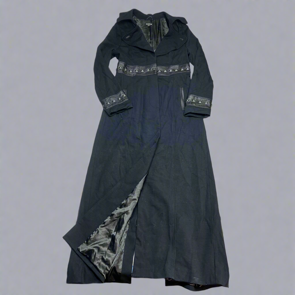 BEBE Studded Leather Button Closure Jacket Women's Sz M Black (Pre-Owned)