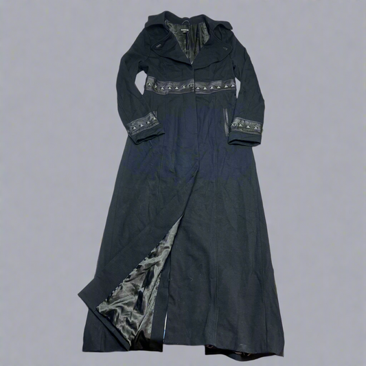 BEBE Studded Leather Button Closure Jacket Women's Sz M Black (Pre-Owned)