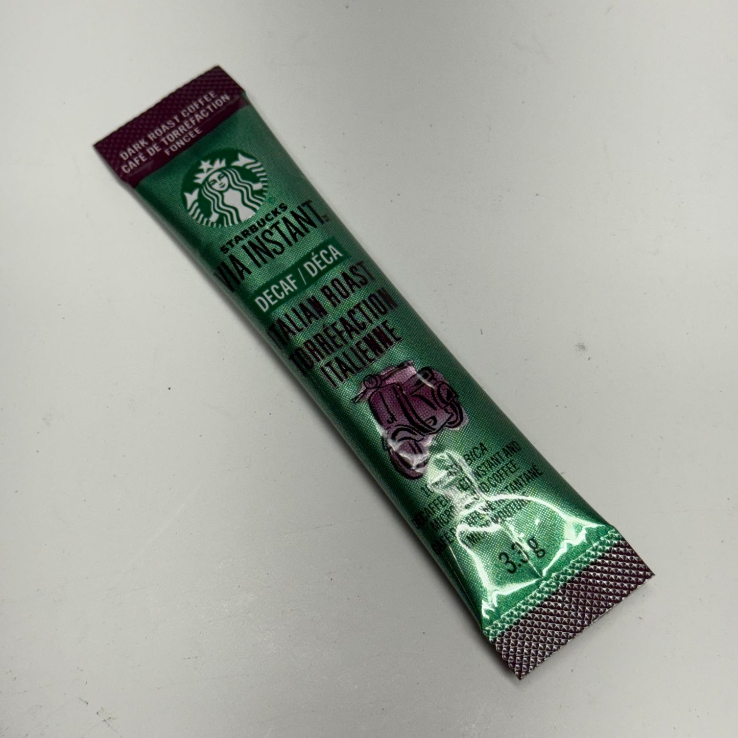 STARBUCKS VIA (50 PACK) Instant Decaf Italian Roast Coffee 0.1 oz. BB 02/27