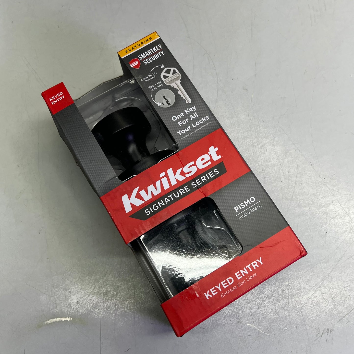 KWIKSET Signature Series Pismo Entry Door Knob 2-1/4" Matte Black 97402-849