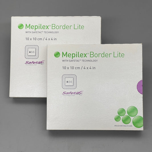 MOLNLYCKE HEALTH (2 PACK)Mepilex Border LITE Self-Adhesive Foam Dressings 4"x4" 10x10cm 281300