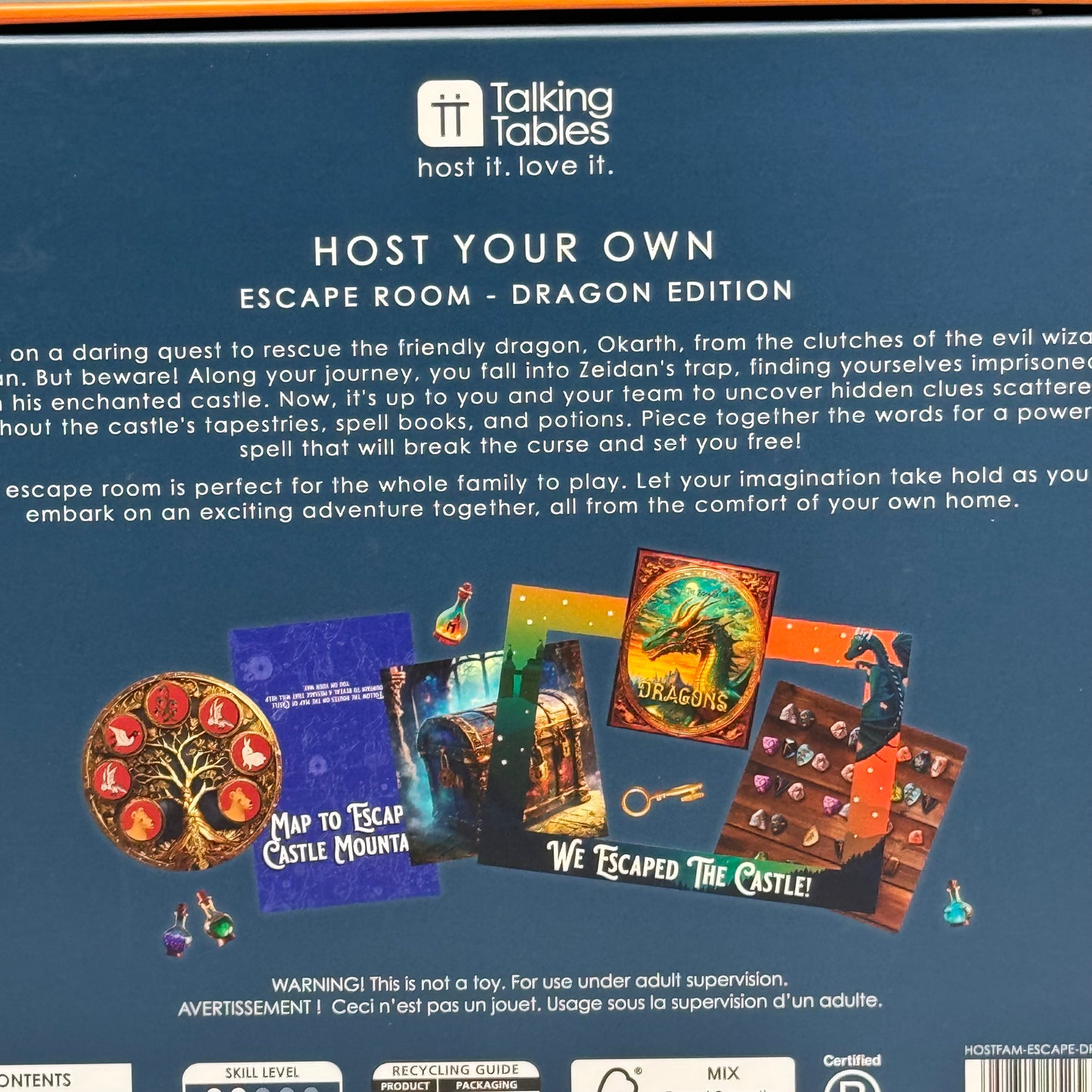 TALKING TABLES Host Your Own Escape Room Dragon Edition Board Game HOSTFAM-ESCAPE-DRGN