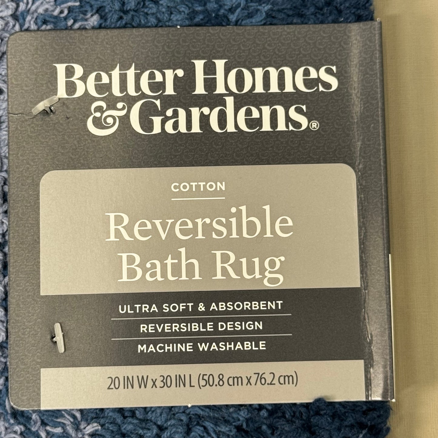 BETTER HOMES & GARDEN (2 PACK) Cotton Reversible Bath Rug 20X30" Ombre Blue