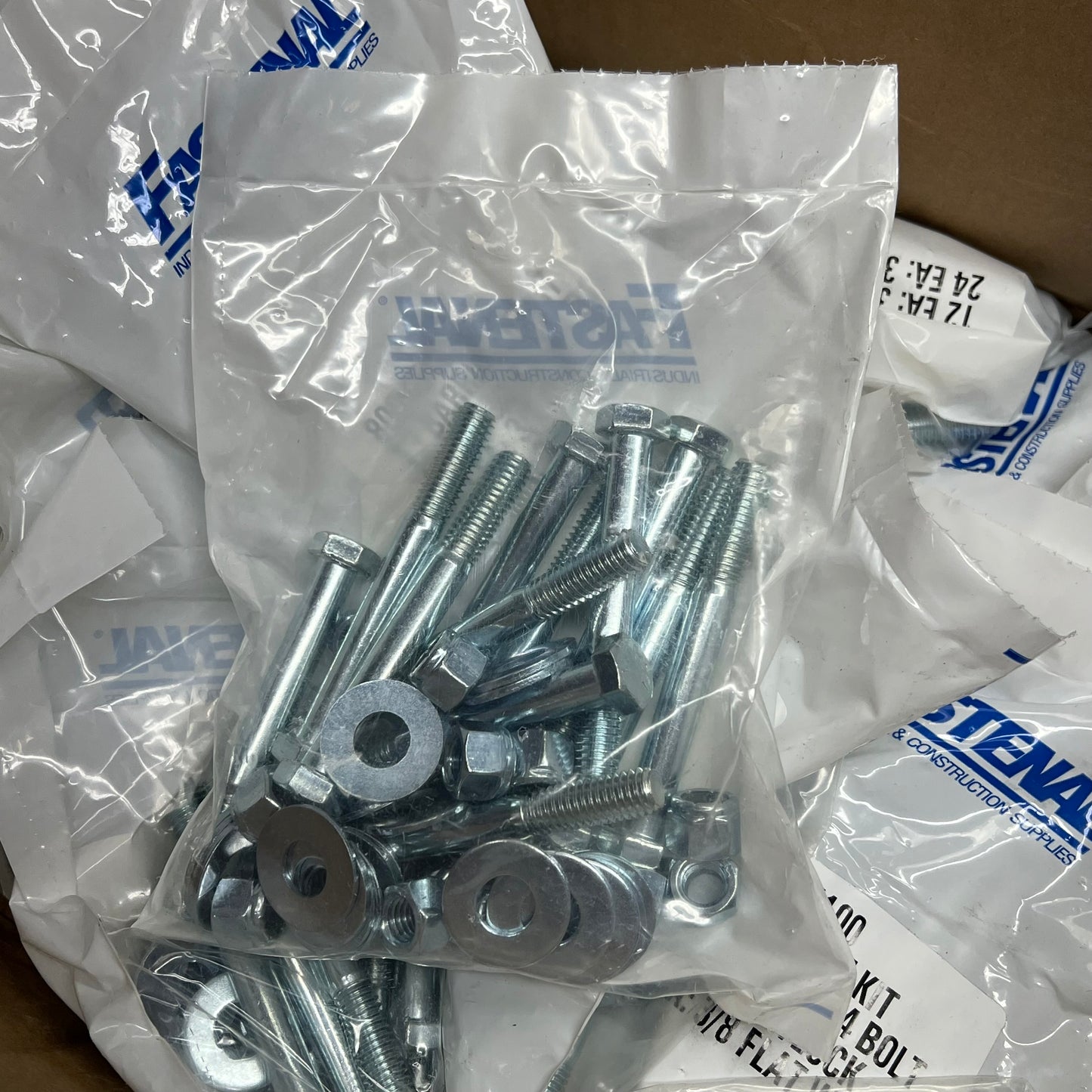 ZA@ FASTENAL (20 PACK, 12 EACH) Barricade Kit Bolts Washers Nylocks Chrome