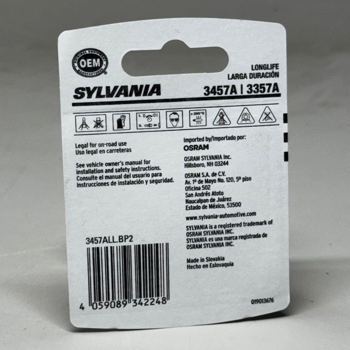 SYLVANIA (6 Bulb) Long Life Miniature 3457A, Orange 3457ALL.BP2