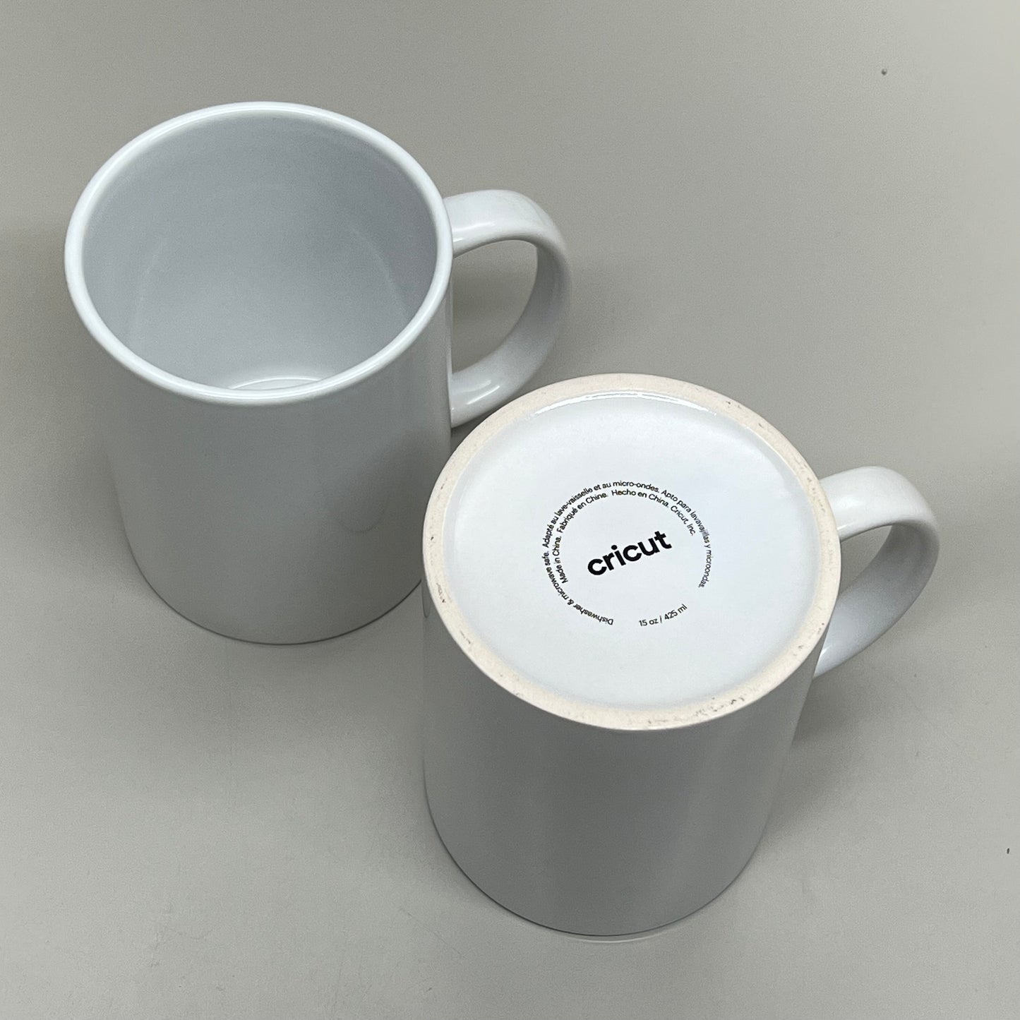 CIRCUT (10 Pack) Ceramic Mug Blank Grey Handle & Interior Infusible Ink White & Grey 15oz