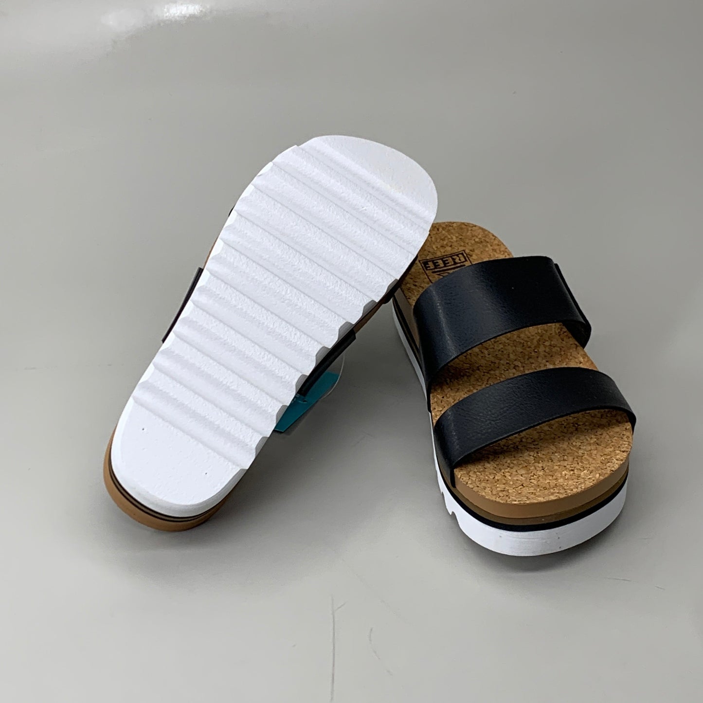 REEF Cushion Vista Hi Vegan Leather Sandals Women's Shoes Sz 8 Black RFOA3YP5BLA
