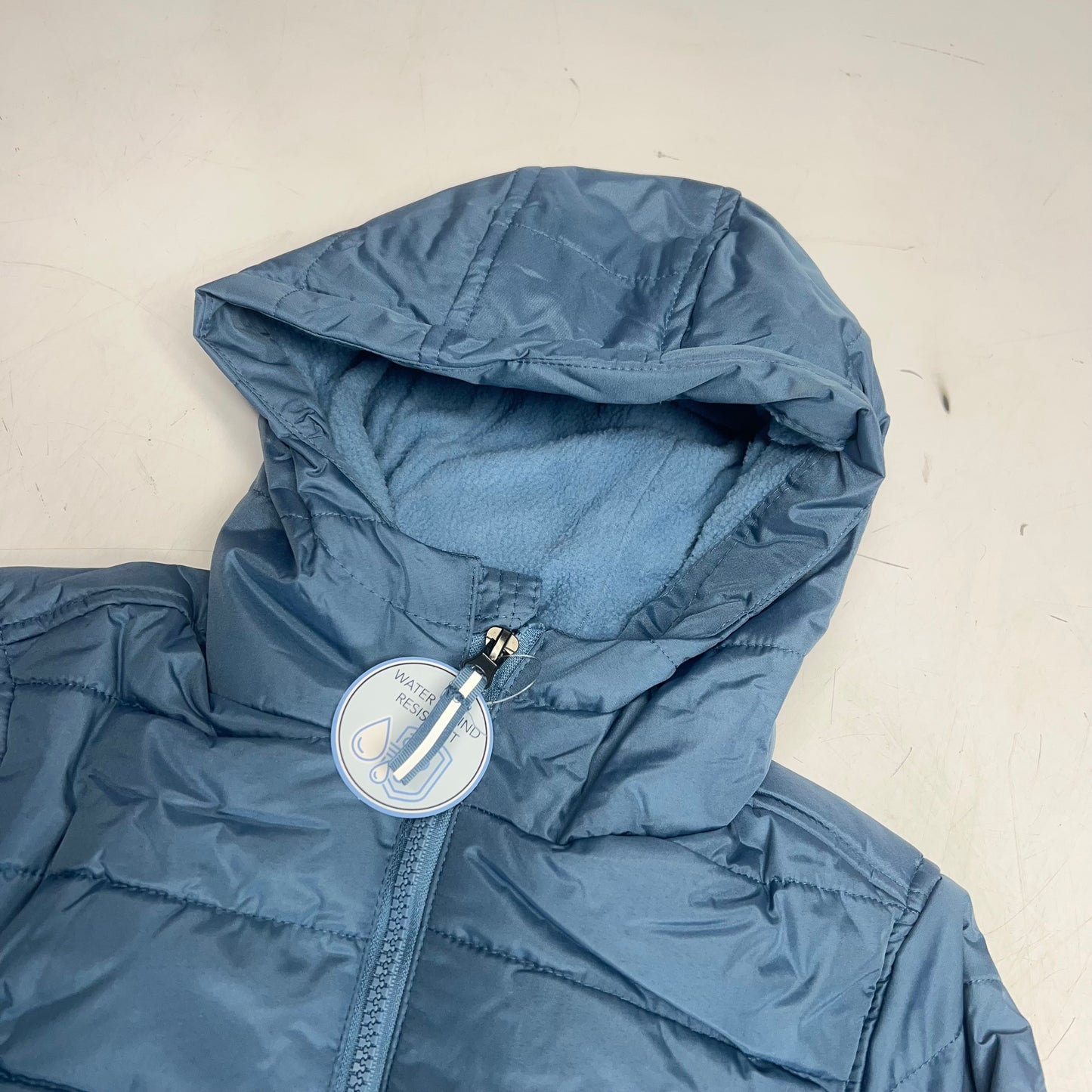 WHALES TAIL Fleece Lined Hooded Full Zip Up Winter Coat  Boy's Sz 6 Dusty Blue