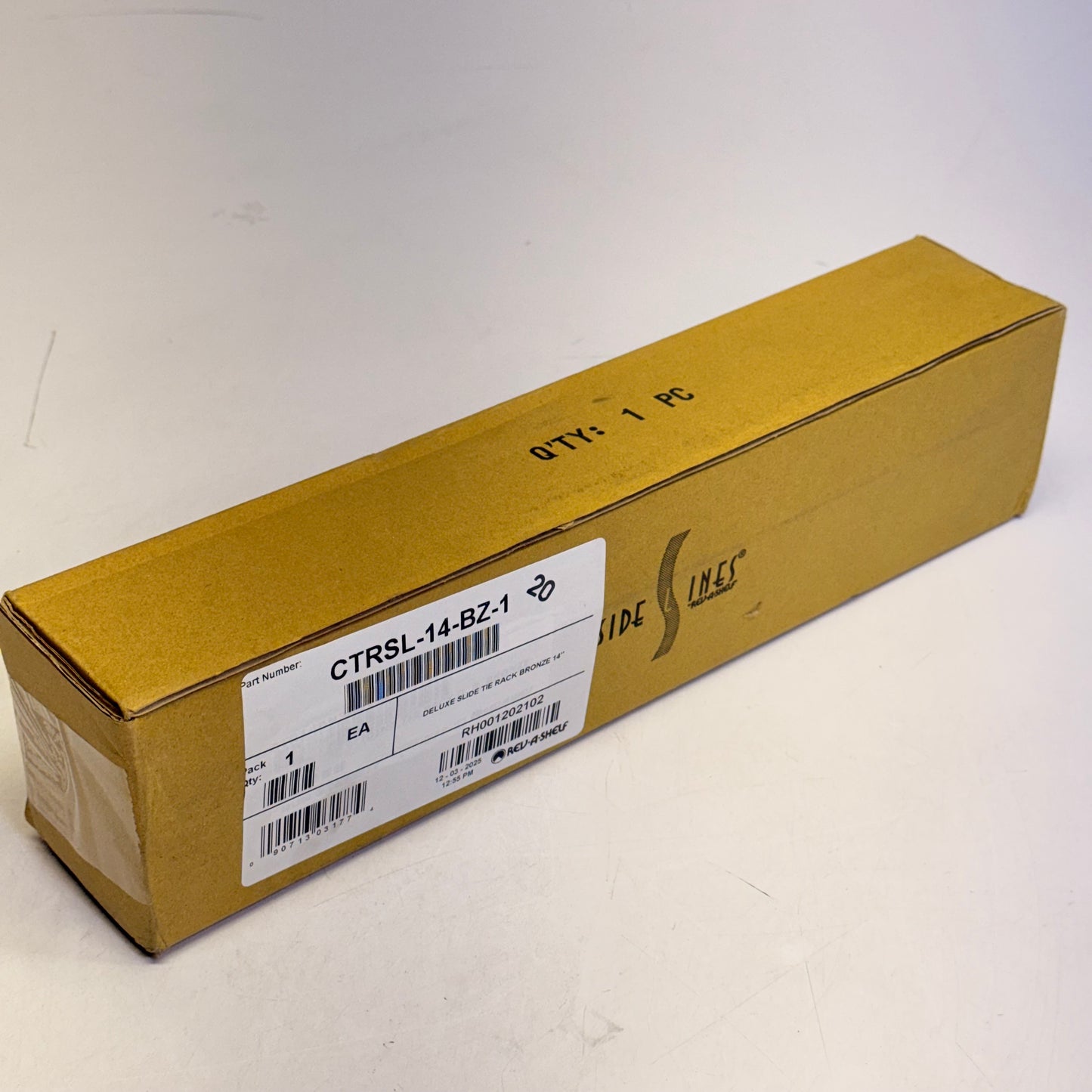 REV A SHELF Deluxe Sliding Pull Out Tie Rack 14" Bronze CTRSL-14-BZ-1