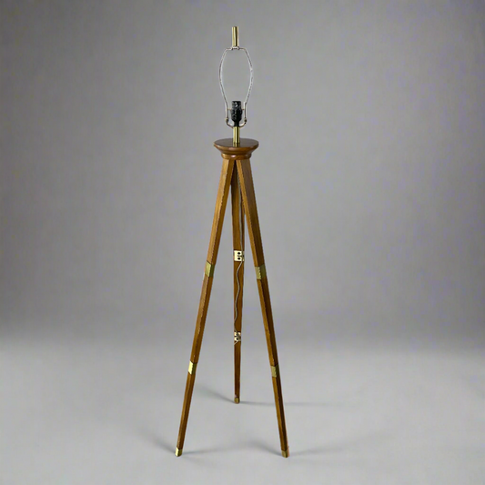 Vintage Wood Easel Lamp 61.5" x 13.5" x 13.5" Wood & Brass