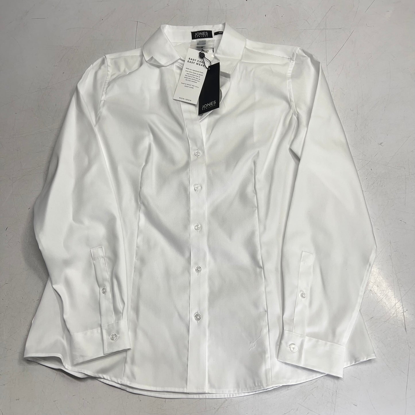 JONES New York Easy Care Professional Button Up Collared Shirt Women's Sz M White