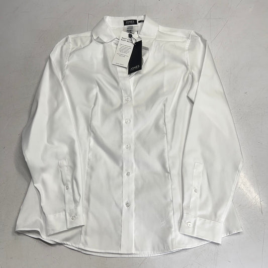 JONES New York Easy Care Professional Button Up Collared Shirt Women's Sz M White