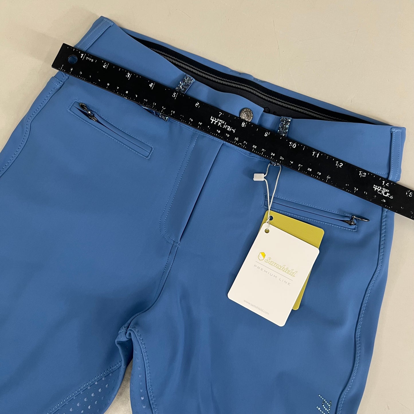 SAMSHIELD Clara Premium Equestrian Pants Women's Sz US 26, UK 8, FR 36 Washed Blue