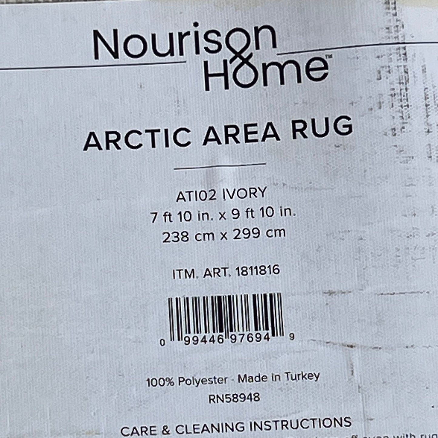 ZA@ NOURISON & HOME  Arctic Area Rug Low Pile 7' x 9' Ivory 1811816 (Return)