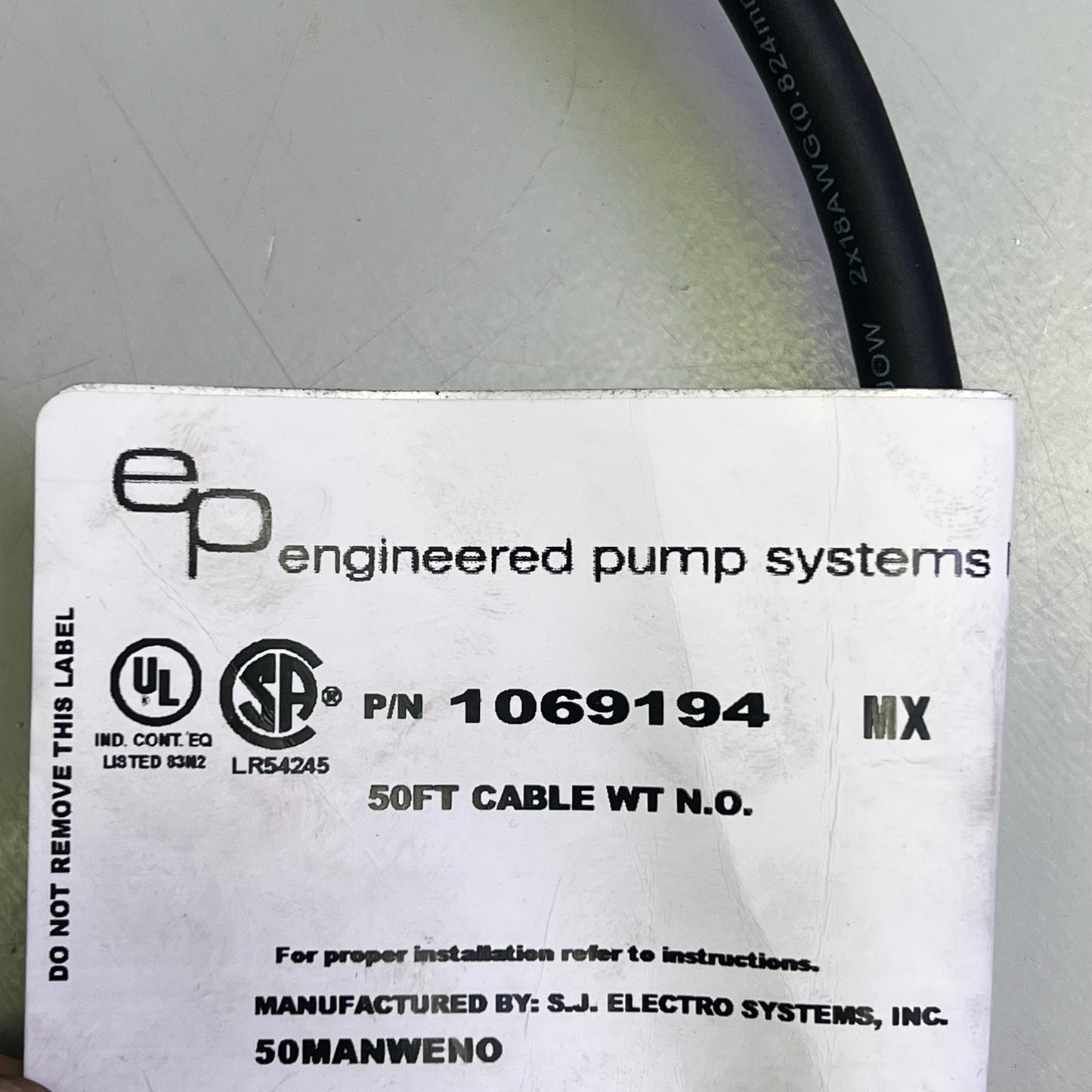 SJE RHOMBUS Mechanically Activated Pump Switch Float Switch 50' Black 1069194