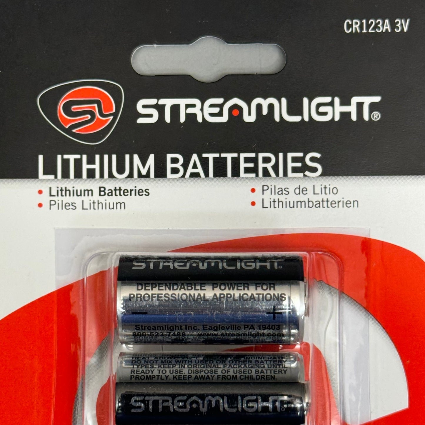 STREAMLIGHT (3 PACK of 2 Batteries) Lithium Batteries Model: CR123A 3V