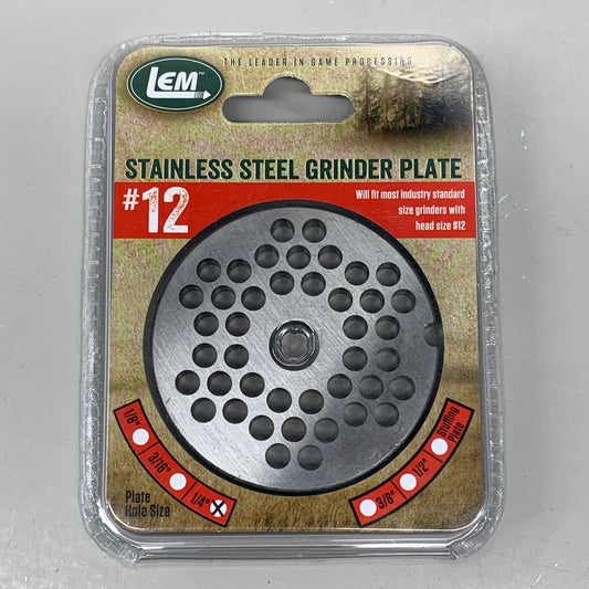 LEM Grinder Plate 6mm #12 (1/4") 2-3/4" Plate Diameter Stainless Steel