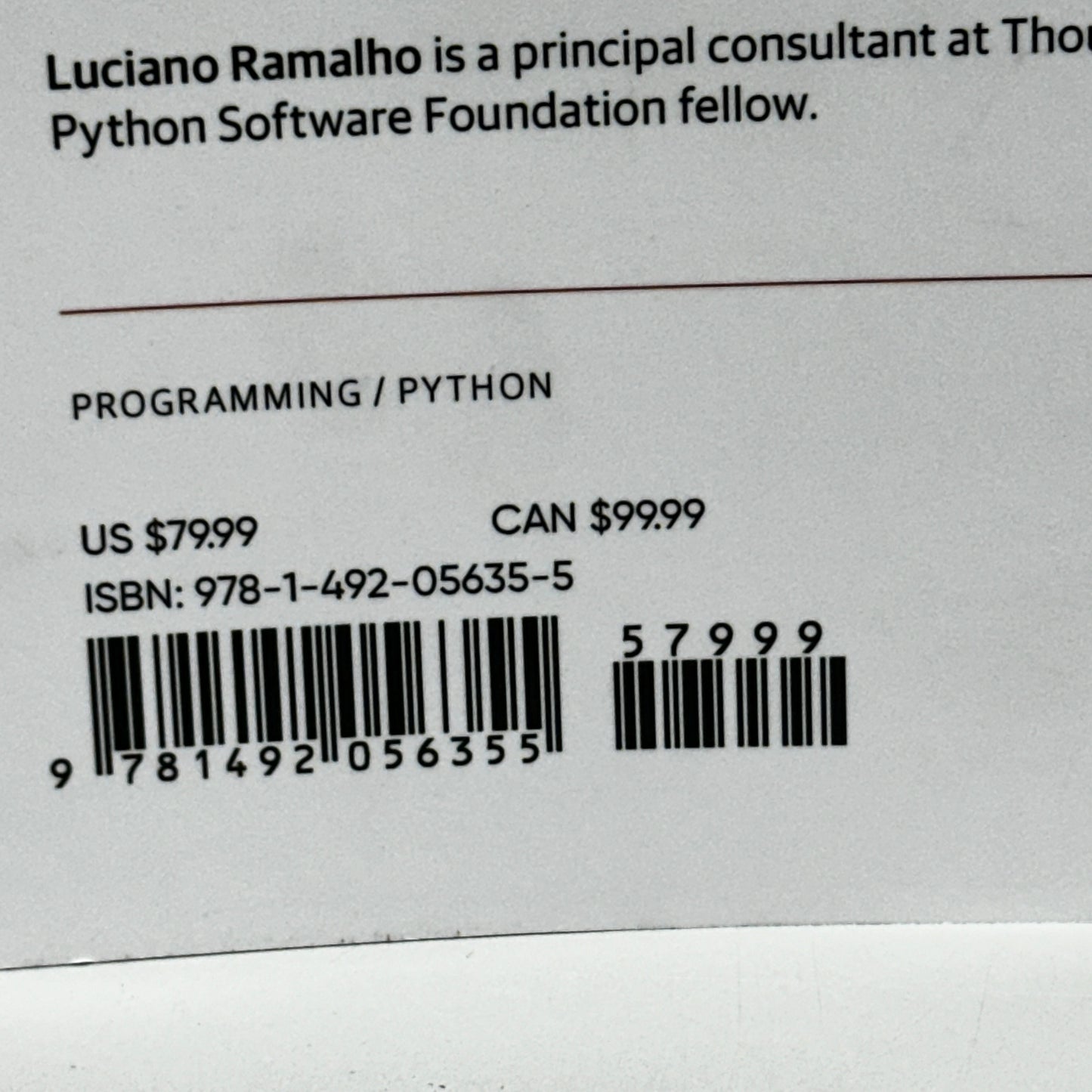 LUCIANO RAMALHO Fluent Python clear, concise, and effective programming 2nd Edition 2"x7"x9"