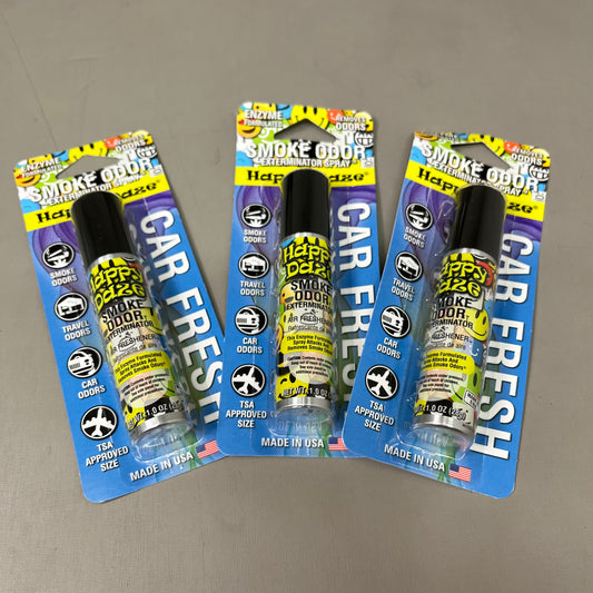 SMOKE ODOR (3 PACK) Exterminator Spray Air/Car Freshener Happy Daze Scent 1oz