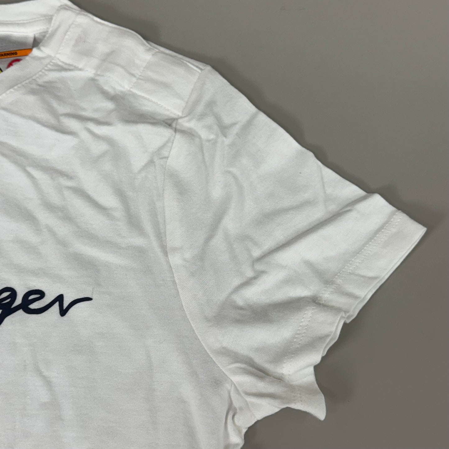 TOMMY HILFIGER Adaptive Short Sleeve Magnet Button T-Shirt White Women's SZ L Signature (New Other)