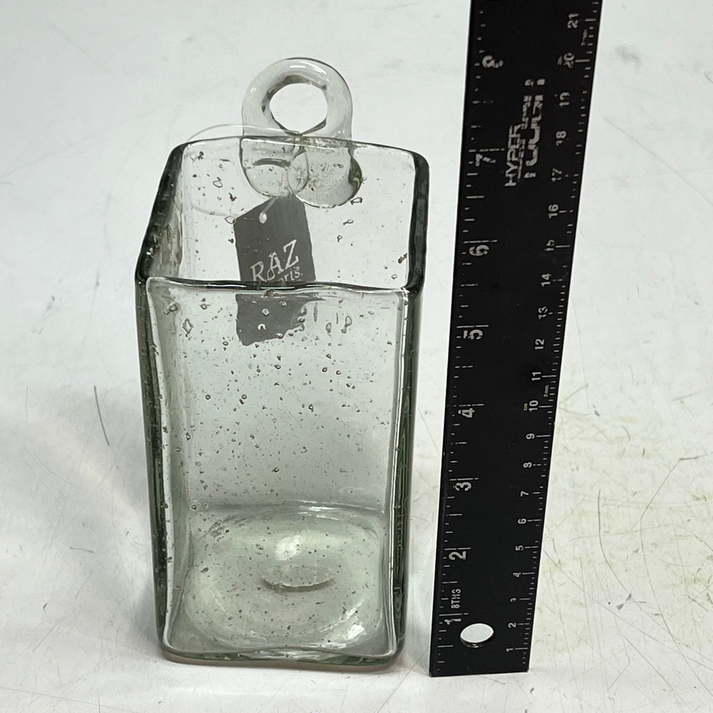 ZA@ RAZ IMPORTS Ripple Glass Wall Vase W/ Back Hoop 6"x3" Clear/Bubble 4419560