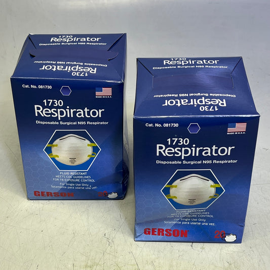 ZA@ GERSON (2 PACK) Particulate Respirator Made In USA N95 White 1730 E