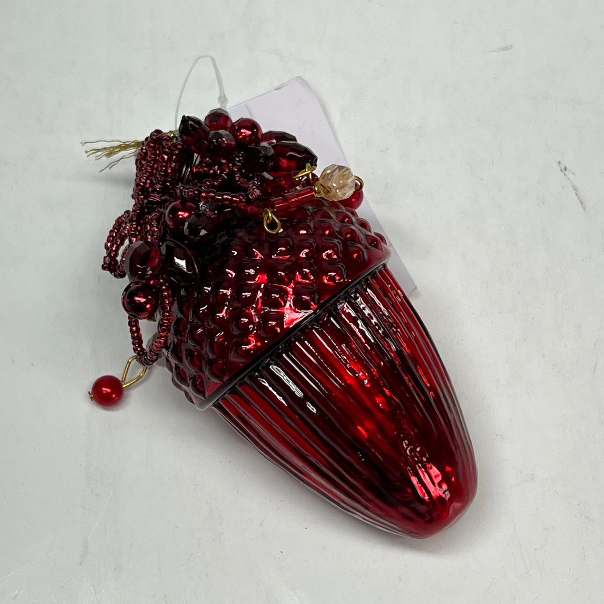 OAKSTREET (6 PACK) Assorted Beaded Acorn Ornament 4"x2" Red/Green OSW268356