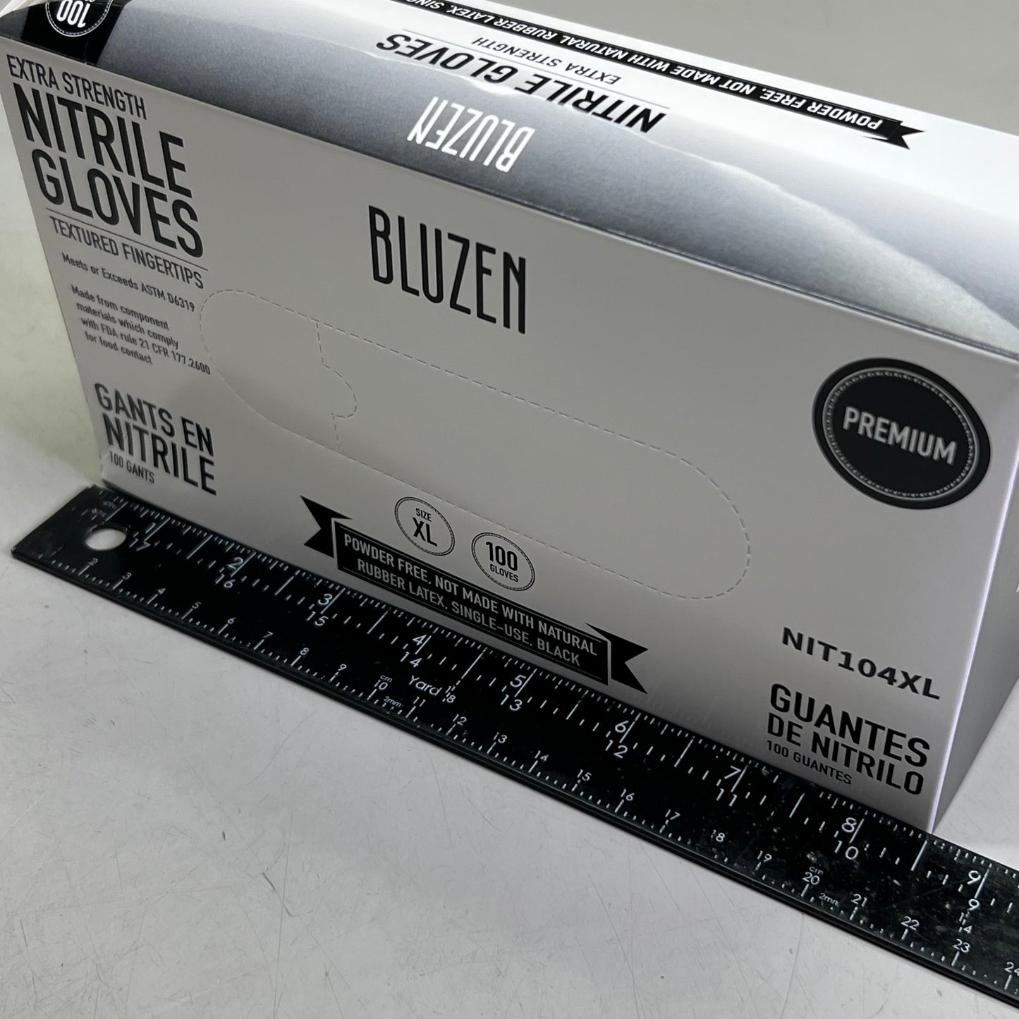 ZA@ BLUZEN (10 PACK of 100Gloves) Nitrile Gloves Textured Fingertips, Black Sz XL NIT104XL (New) C