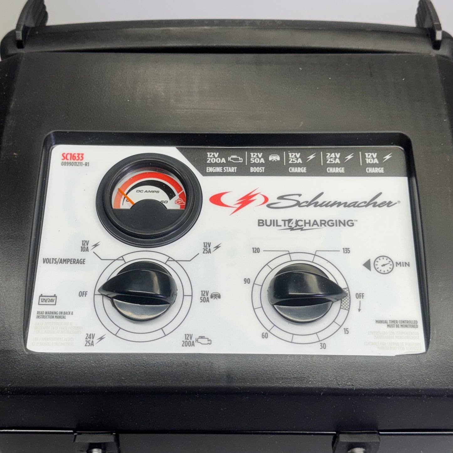 SCHUMACHER Electric Wheeled Manual 10A Car Battery Charger and 200A Engine Starter SC1633