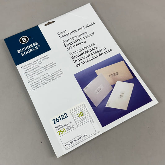 BUSINESS SOURCE (750 PACK) Business Source 26122 Clear Mailing Label  1"  Width x 2.75" Length  Clear