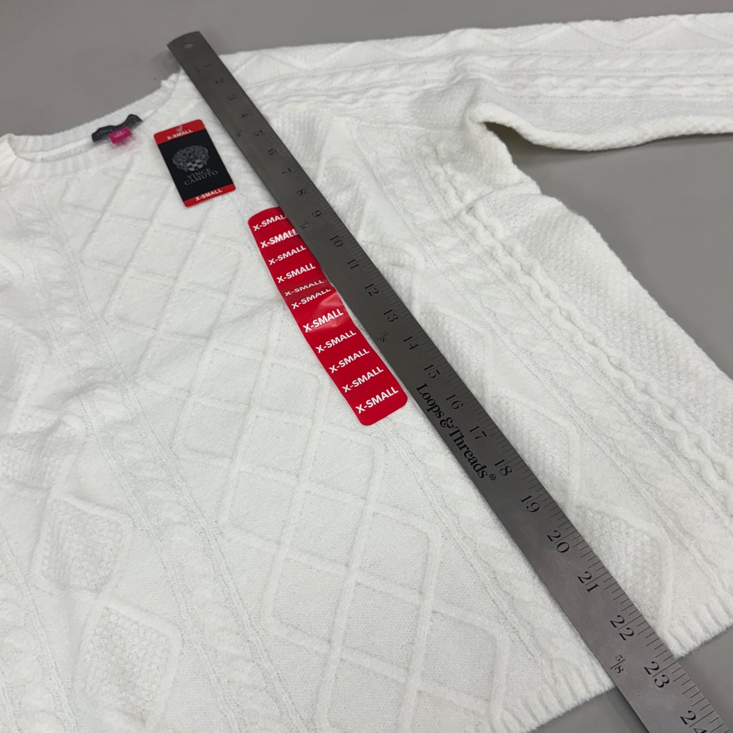 VINCE CAMUTO Cable Knit Sweater Women's Sz-XS Antique White SC2895