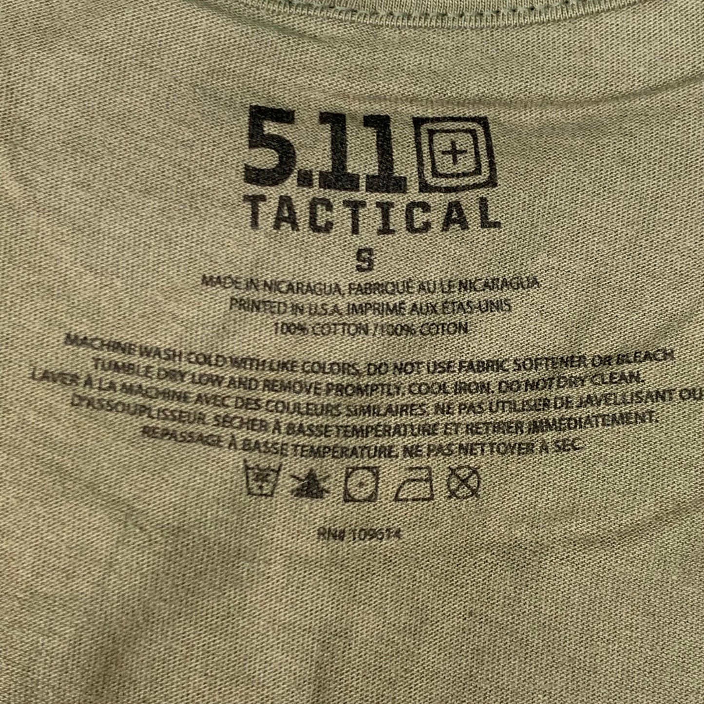 5.11 TACTICAL Crazy Willy T-Shirt 100% Cotton 225 Military Green Sz S #76195