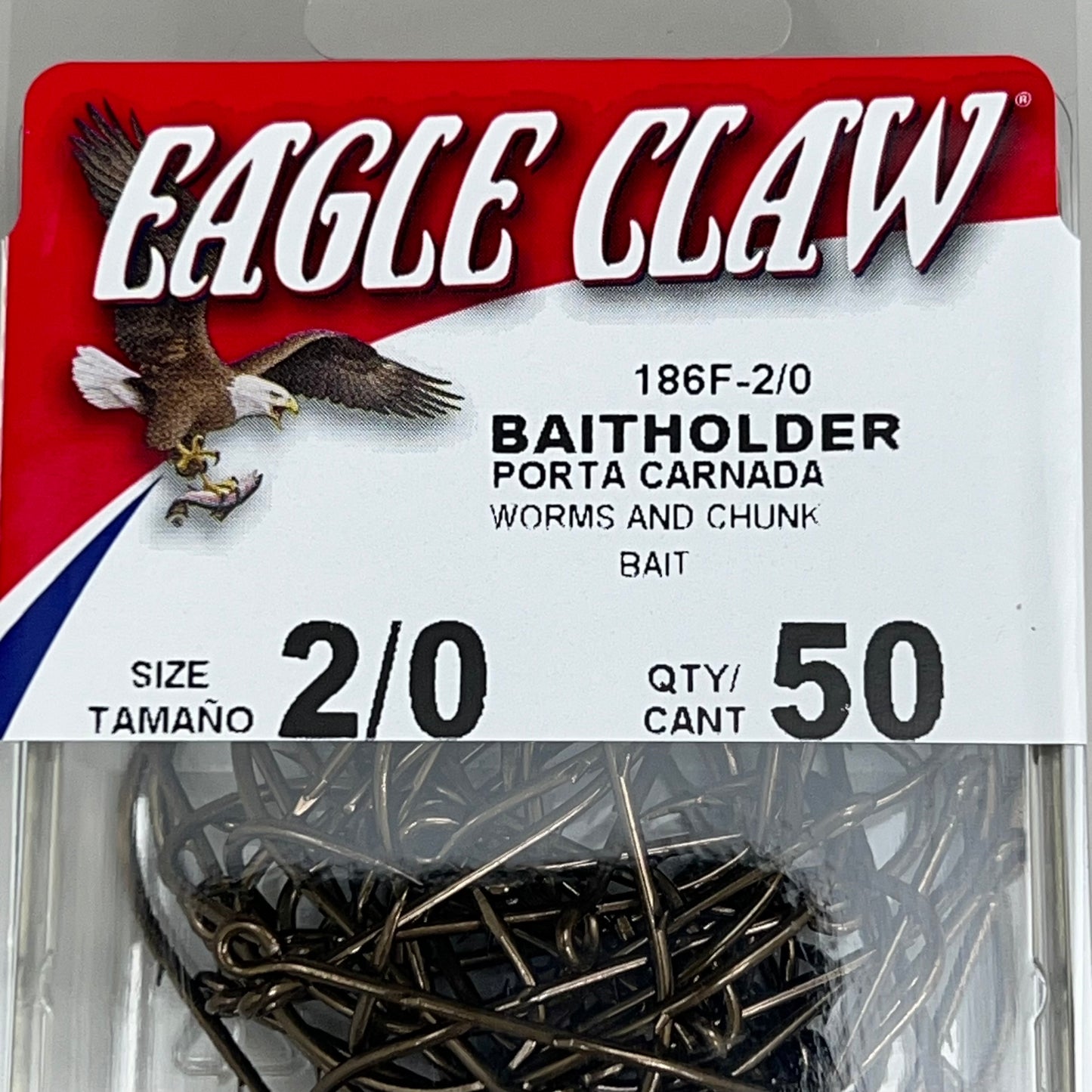 EAGLE CLAW Ultra Sharp Bait Holder Worms/Chunk Bait Bronze #2/0 50pc 186F-2/0