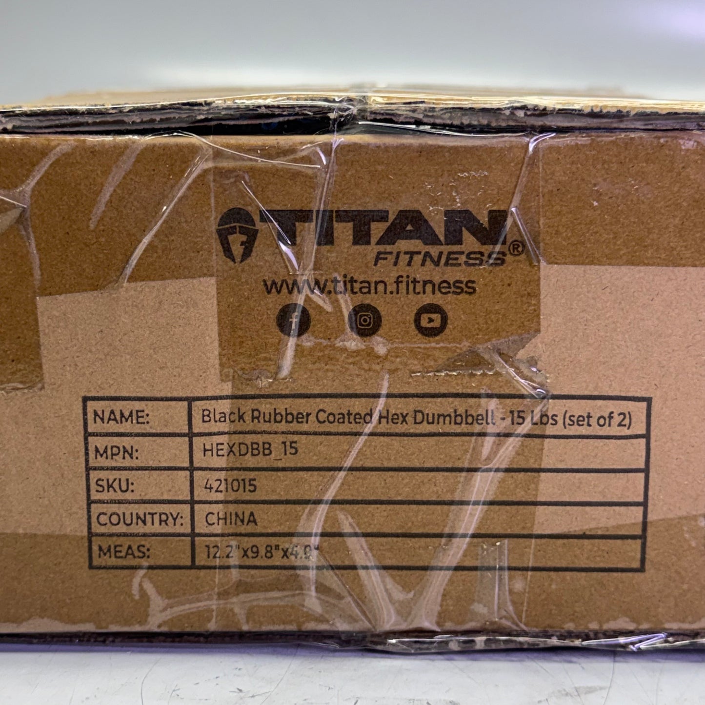 TITAN FITNESS (2 PACK) Black Rubber Coated Hex Dumbbell Single 15lb HEXDBB_15