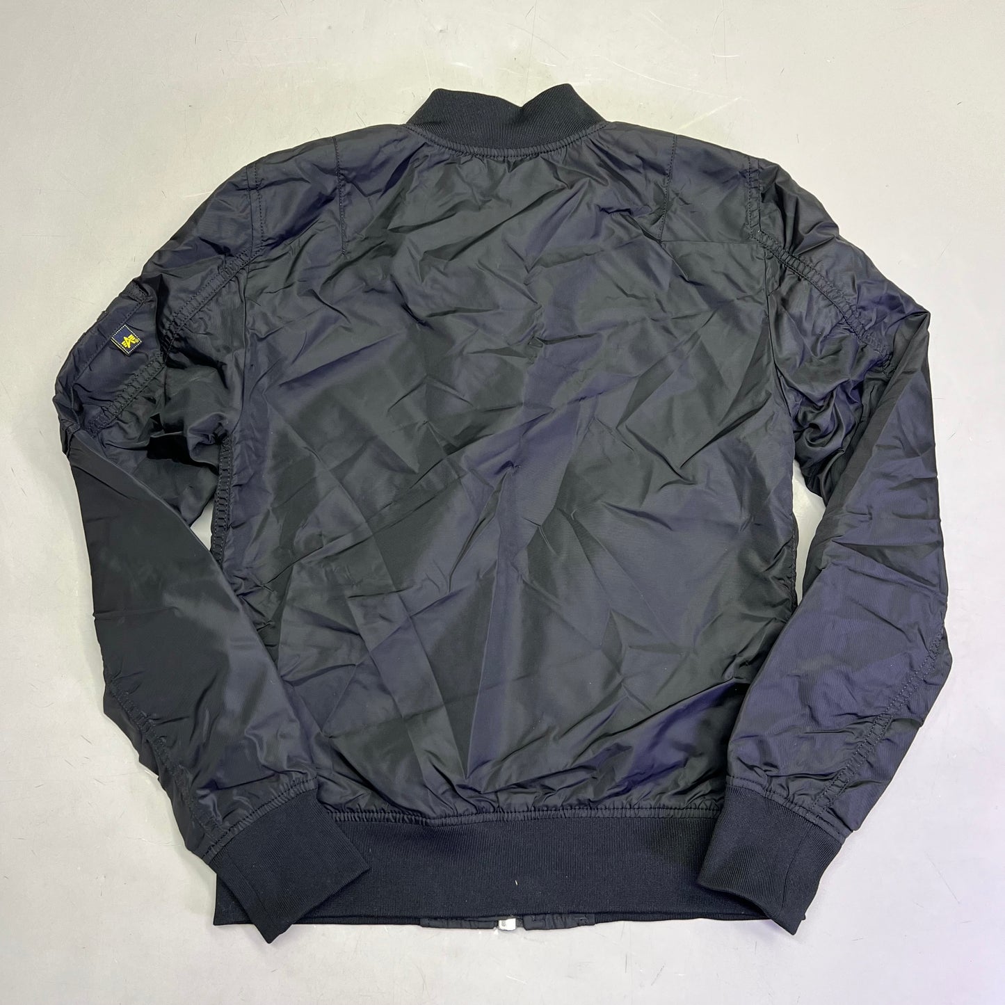 ALPHA INDUSTRIES  Bomber Jacket Orange Lined Unisex Sz XS Black (Pre-Owned)