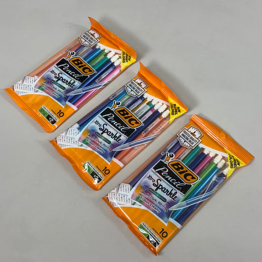 BIC (3 PACK 30 PENCILS TOTAL) Xtra-Sparkle Mechanical Pencil 0.7mm #2 Multicolor