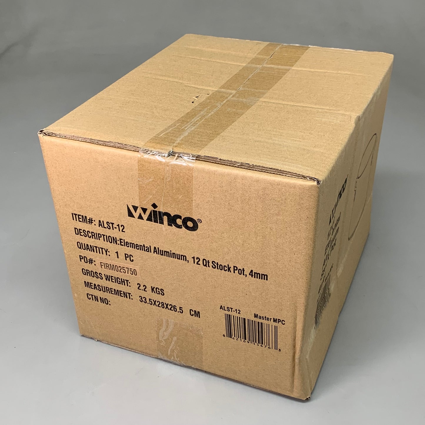 WINCO 12 Quart Stock Pot Elemental Aluminum ALST-12
